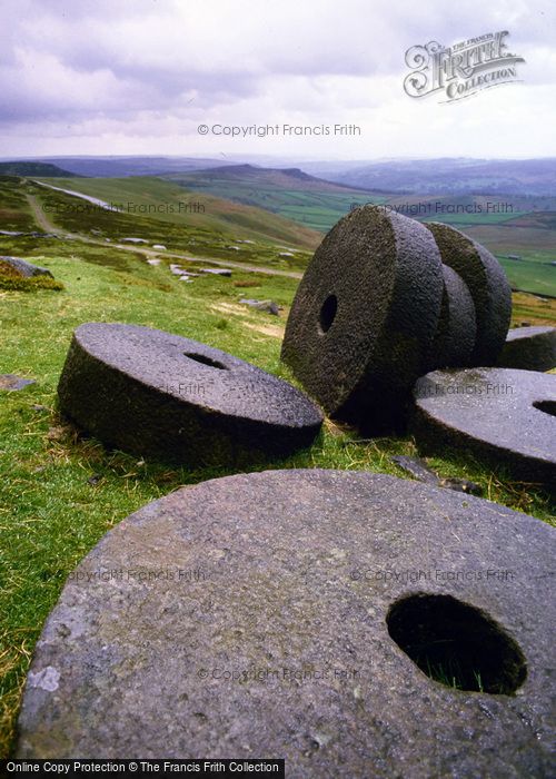 Photo of Hathersage, Old Millstones, Stanage Edge c.1990