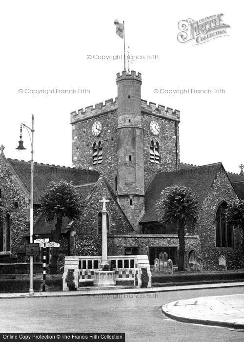 Photo of Havant, St Faith's Church And War Memorial c.1955