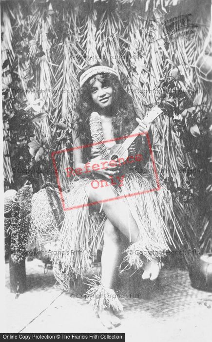 Photo of Hawaii, Honolulu, Hula Girl With Uklele 1916