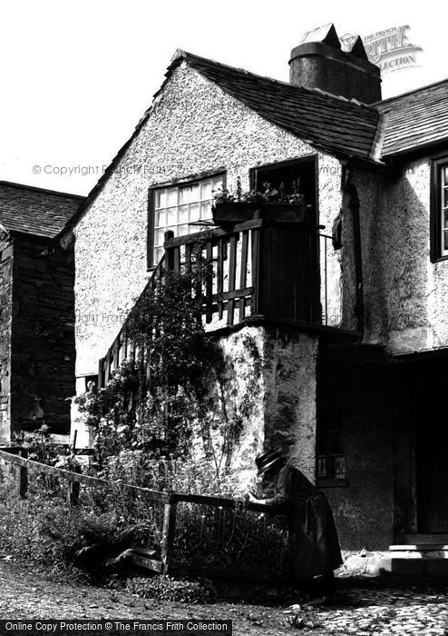 Photo of Hawkshead, Old Lady, The Pillared Cottage 1930