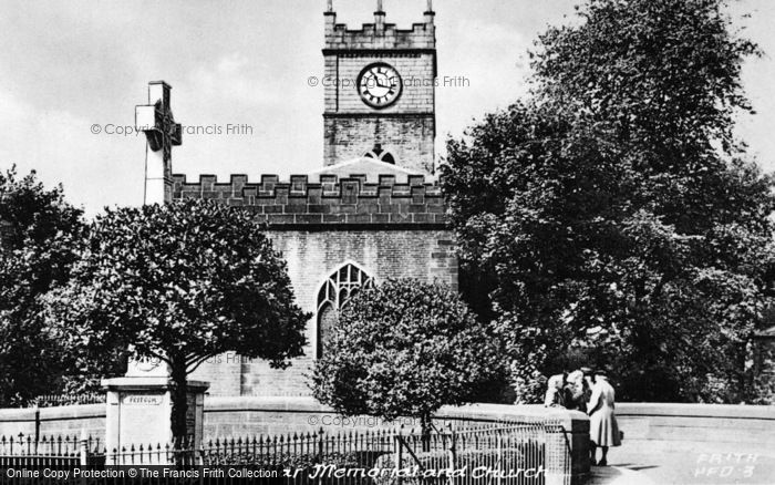Photo of Hayfield, War Memorial And St Matthew's Church c.1950 