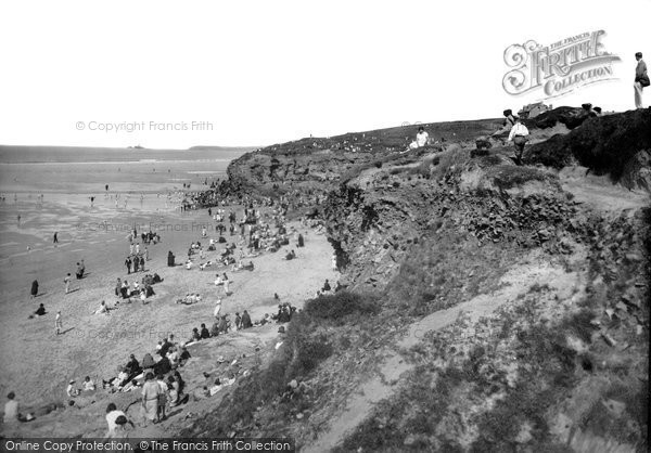 Photo of Hayle, The Beach And Cliffs Showing Godrevy Lighthouse 1927