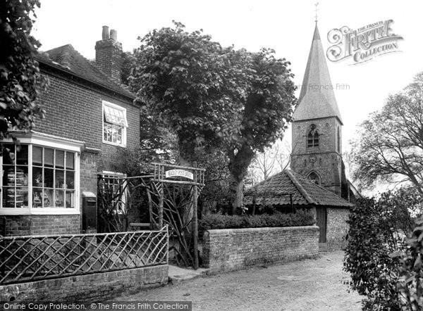 Photo of Headley, Post Office And Church 1928
