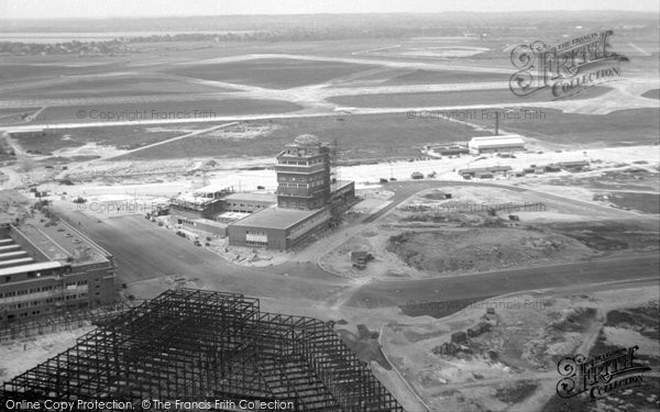 Photo of Heathrow, under construction, from a helicopter c1954
