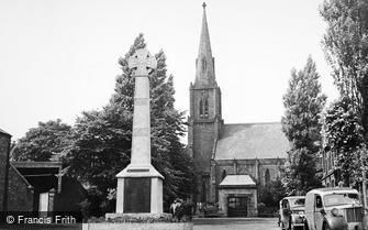 Heaton Mersey, the Church and War Memorial c1955
