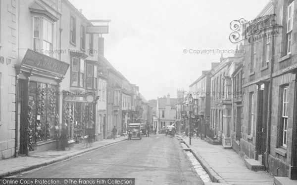 Photo of Helston, Meneage Street, Shops And St Michael's Church 1924