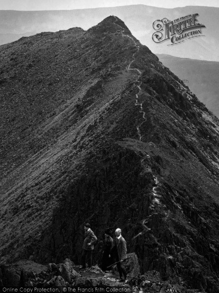 Photo of Helvellyn, Walkers On Striding Edge 1912
