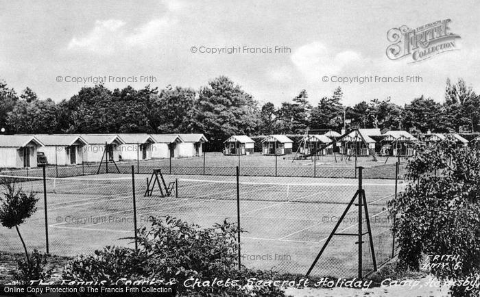 Photo of Hemsby, Seacroft Holiday Camp, The Tennis Court And Chalets c.1955