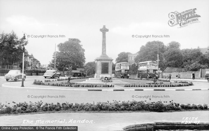 Photo of Hendon, The Memorial c.1955