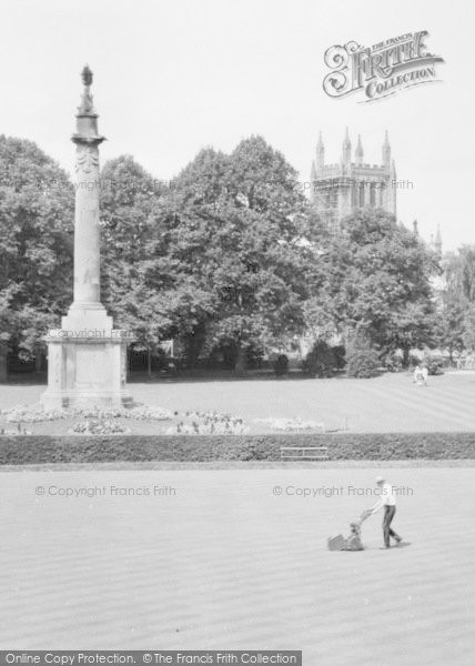 Photo of Hereford, Castle Green, Nelson's Column And Cathedral c.1960