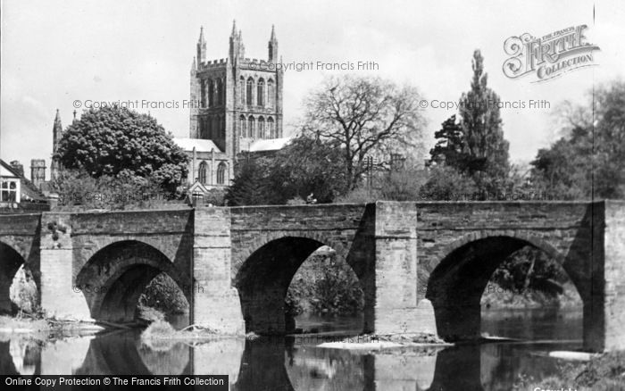 Photo of Hereford, Cathedral And Bridge c.1950