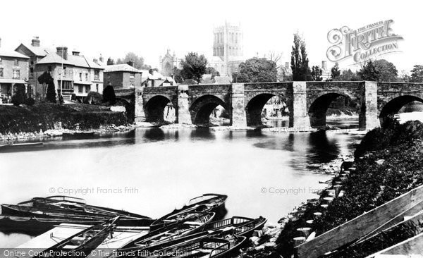 Photo of Hereford, Cathedral And Wye Bridge 1885