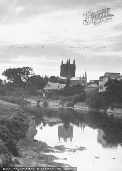 Photo of Hereford, Cathedral From River c.1950