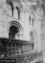 Cathedral, Norman Arches And Stalls In Choir c.1880, Hereford
