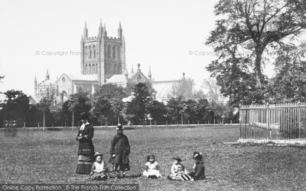 Photo of Hereford, Girls On Castle Green c.1869