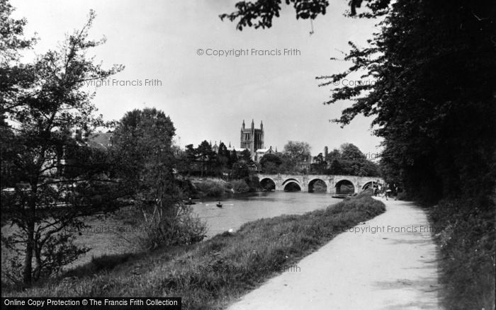 Photo of Hereford, The Bridge, River And Cathedral c.1950