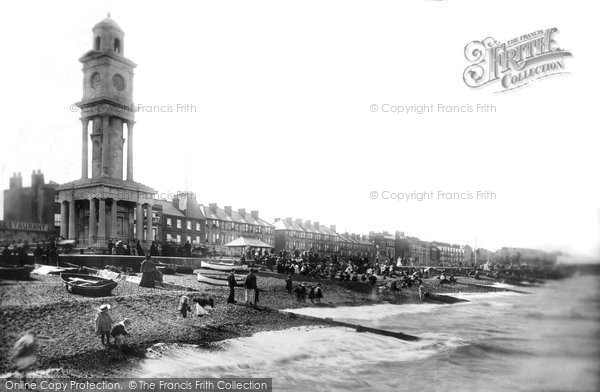 Photo of Herne Bay, Clock Tower And Beach  1897