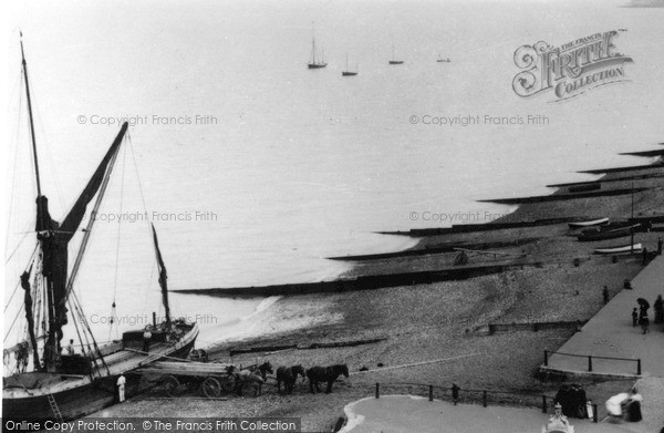 Photo of Herne Bay, Sailing Barge Unloading On The Beach 1897