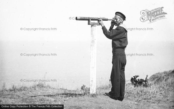 Photo of Herne Bay, Sailor With Telescope 1899