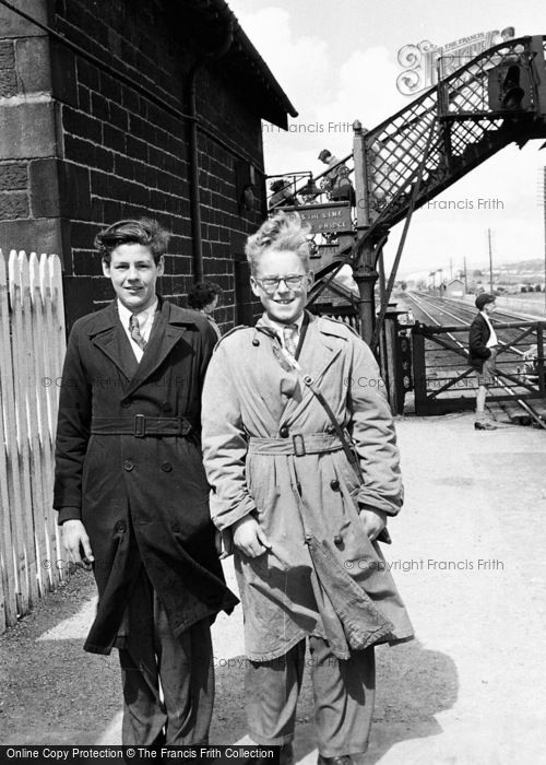 Photo of Hest Bank, Boys At Station c.1956