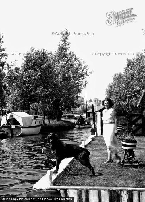Photo of Hickling, Lady And Dog At The Staithe c.1955