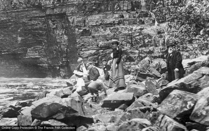 Photo of High Force, On The Rocks By The Falls 1903