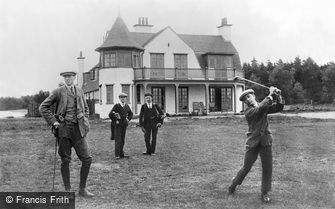 Hindhead, Golf House and George Pownall teeing off 1907