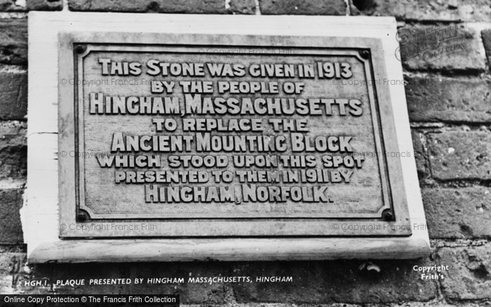 Photo of Hingham, Plaque From Hingham, Massachusetts c.1955