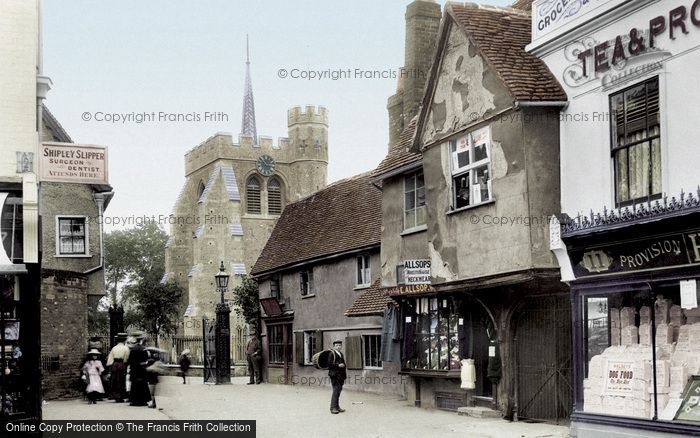 Photo of Hitchin, St Mary's Church From Market Place 1908