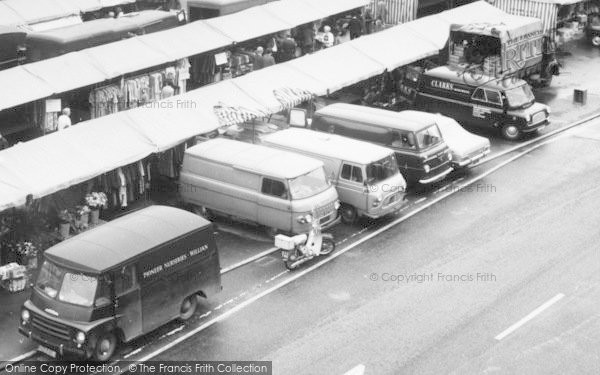 Photo of Hitchin, Vans Parked At The Market c.1965