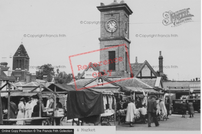 Photo of Hoddesdon, The Clock House And Market c.1955