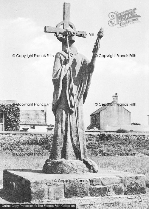 Photo of Holy Island, St Aidan's Statue c.1960