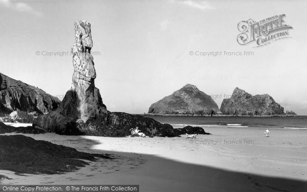 Photo of Holywell Bay, Pinnacle And Gull Rocks c.1960