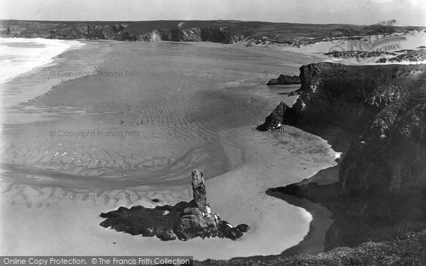 Photo of Holywell Bay, The Pinnacle Rock And Beach 1931