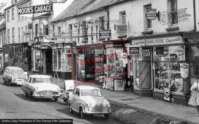 Photo of Honiton, High Street Shops And Moor's Garage c.1960