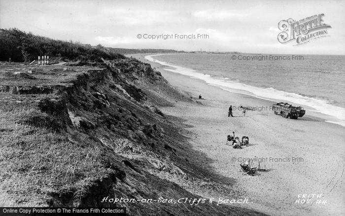 Photo of Hopton, The Cliffs And Beach c.1955