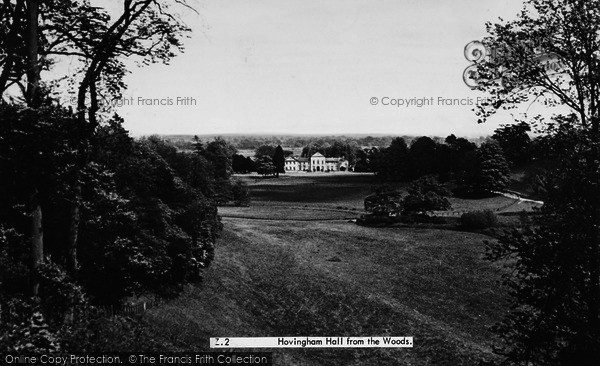 Photo of Hovingham, Hall From The Woods c.1955