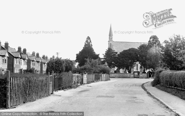 Photo of Hucclecote, Larkhay Road and Church of St Philip and St James c1955