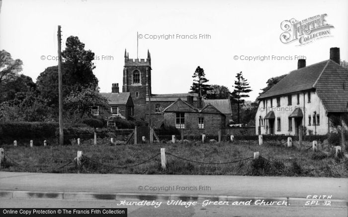Photo of Hundleby, Village Green And St Mary's Church c.1955