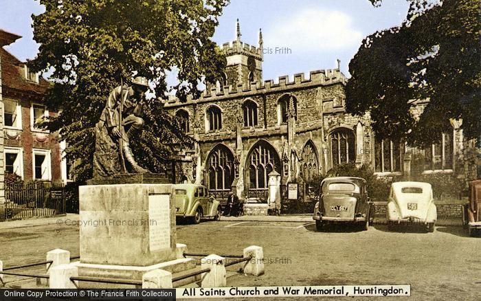 Photo of Huntingdon, All Saints Church And War Memorial c.1955