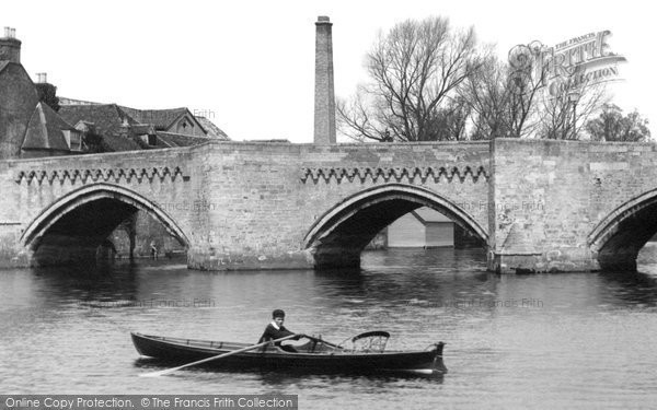 Photo of Huntingdon, Rowing By The Old Bridge 1898