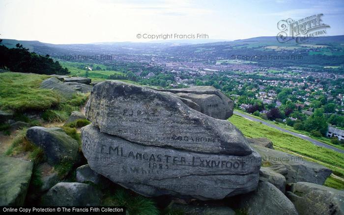 Photo of Ilkley, Cow And Calf Rock With Victorian Graffiti c.1995