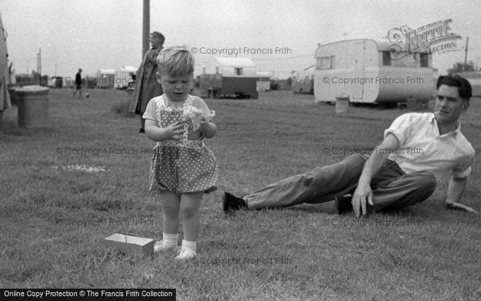 Photo of Ingoldmells, Caravan Site, Father And Toddler 1958