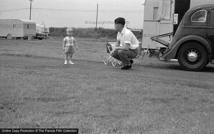 Photo of Ingoldmells, Caravan Site, Father And Toddler 1958