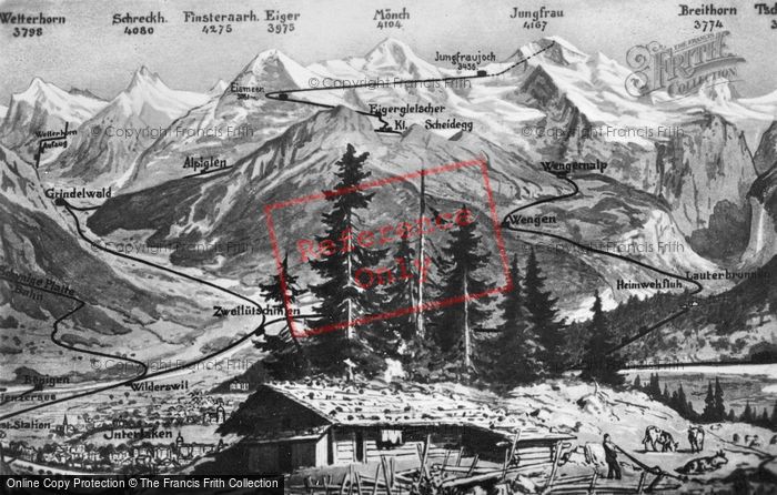 Photo of Interlaken, Monch And Jungfrau c.1930