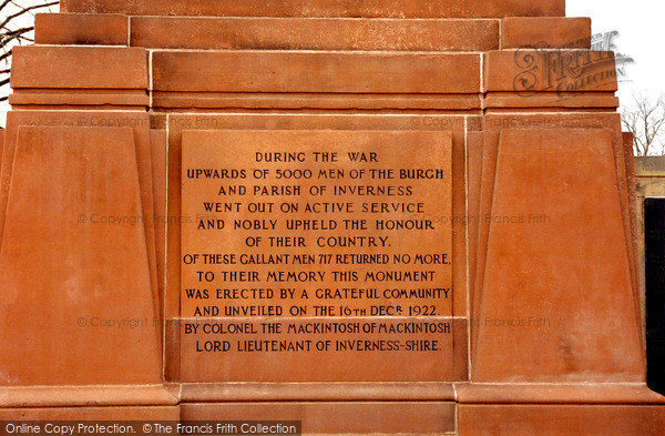 Photo of Inverness, War Memorial Inscription 2005