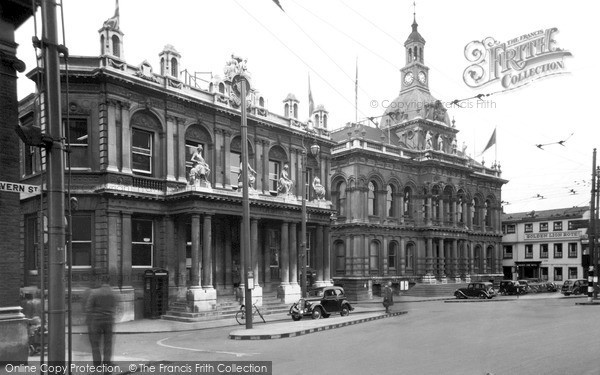 Photo of Ipswich, The Town Hall And Gpo, Cornhill c.1955