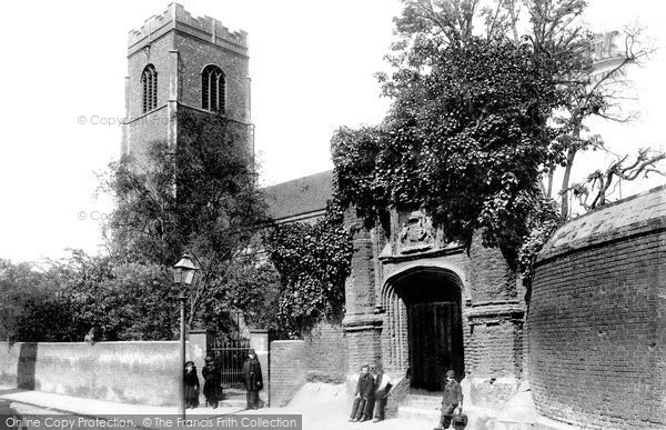Photo of Ipswich, Wolsey's Gate and St Peter's Church 1893