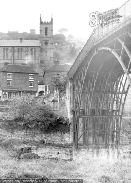 Photo of Ironbridge, The Iron Bridge And Church c.1955