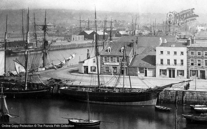 Photo of Jersey, St Helier, Boats Moored In The Harbour 1893